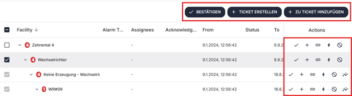 Aktionen alarm ui