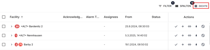 DIchte alarm ui