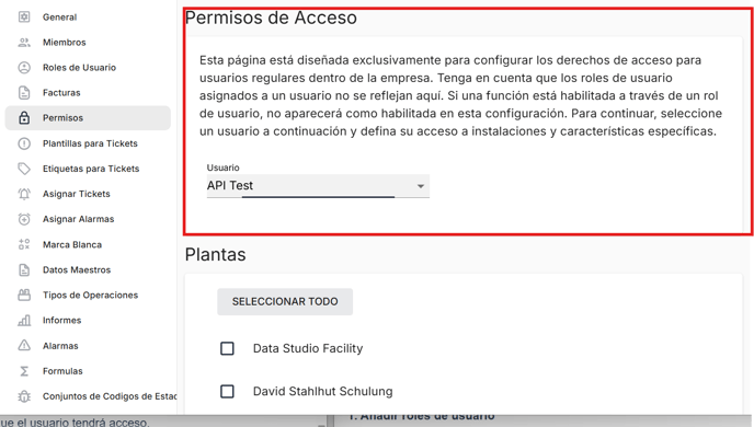 Permisos de acceso
