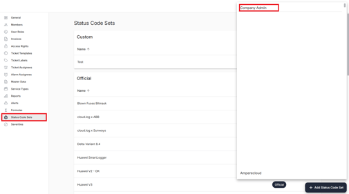 company admin staus code sets