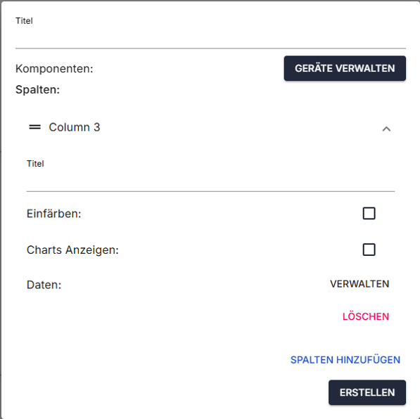 dashboard config tabelle colum ausgeklappt