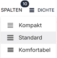 dichte optionen alarm ui