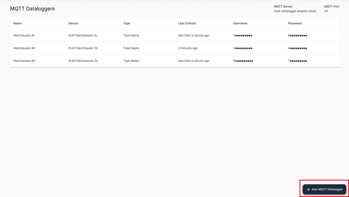 mqtt datenlogger, create new datalogger