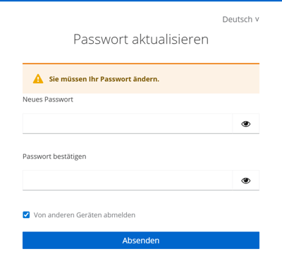 passwort aktualisierne