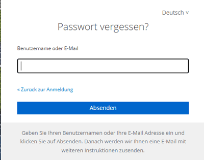 passwort vergessen absenden