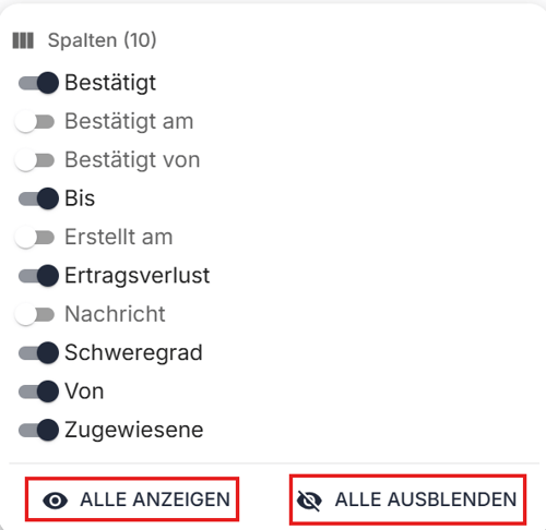 spalten neu anzeigen