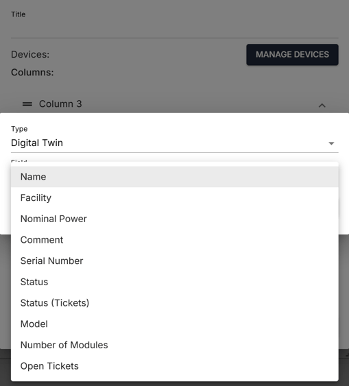 table digital twin data